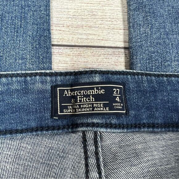 Abercrombie & Fitch Ultra High Rise Super Skinny Ankle Raw Hem Jeans Size 27 - Picture 6 of 10